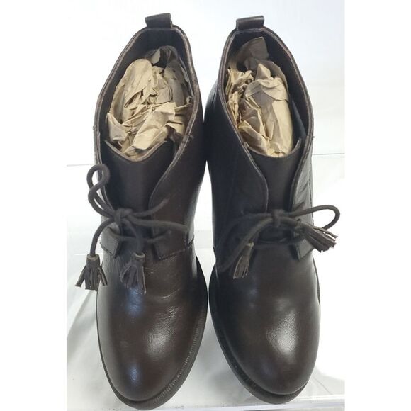 Hush Puppies Brown Leather low Heeled ankle Boots w laces sz 8 - Picture 2 of 8